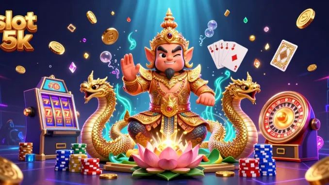 Experience exciting slot 5k action with cascading coins and vibrant gaming elements.