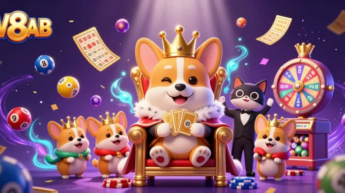 Experience fun gaming and promotions at V8AB with interactive lottery balls and animated prizes.