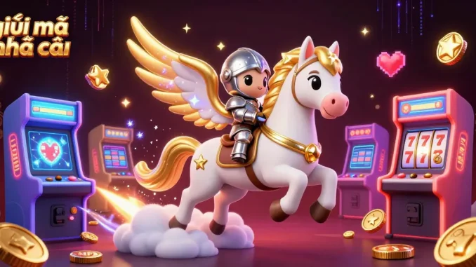 Engage with giải mã nhà cái in a vibrant 3D casino setting filled with game machines and rich imagery.