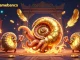 Engage with playgamebanca amidst vibrant casino elements and glowing ammonite companions.