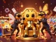 Experience the animated whimsy of Link NEW88 with a lively casino scene filled with energy.