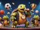 Experience exciting gaming at ok9 with a vibrant 3D scene featuring a turtle in a mobster suit amidst vibrant casino elements.