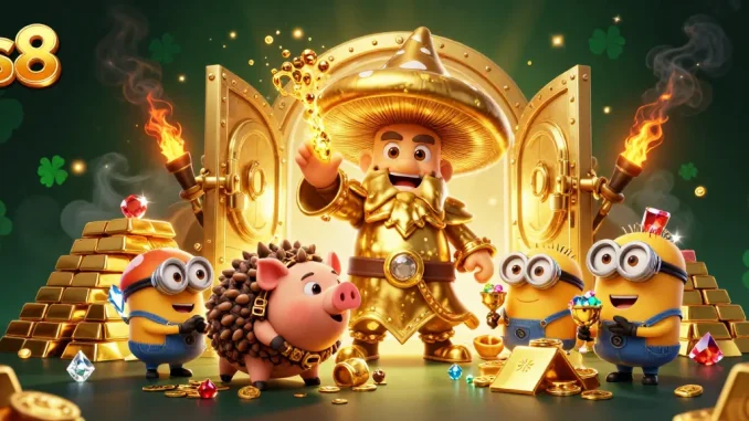Experience the thrill with s8 as the golden wizard transforms treasures in this vibrant casino scene.