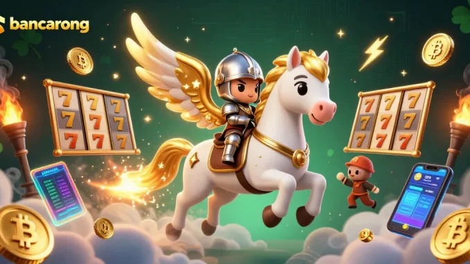 Experience thrilling gameplay at bancarong with our vibrant 3D illustration showcasing dynamic slot machines and crypto excitement.